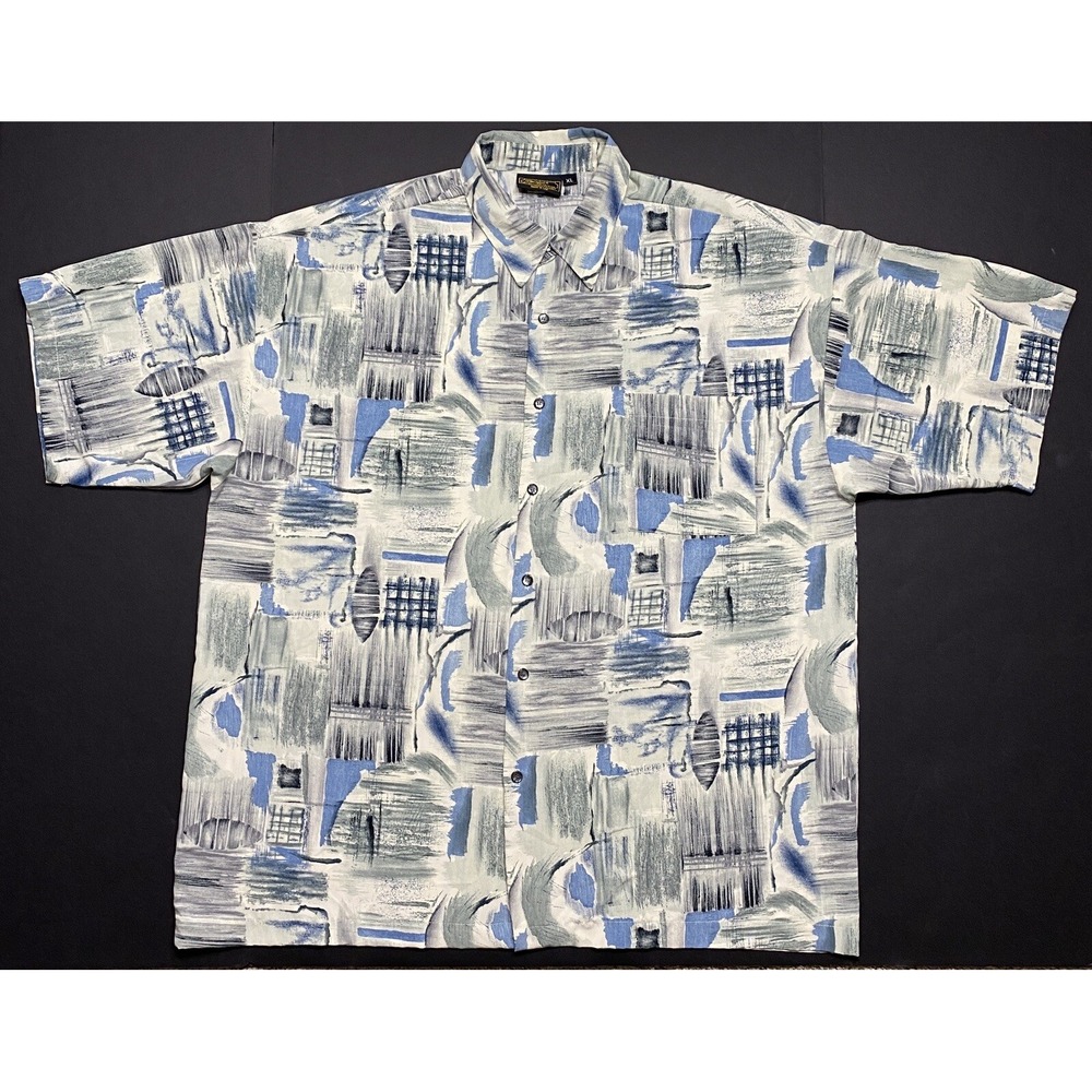 Monzini Collection Men's Shirt XL Big Multicolor Short Sleeve Made in USA VTG